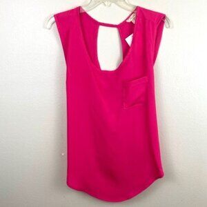 NWT Pink Cross Back Tank Top Cutout Draped Back